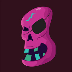 Creepy cartoon skull illustration for horror themes Vector