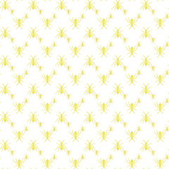 Seamless Yellow Insect Pattern on White Background for Creative Design Projects
