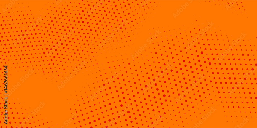 Poster dots halftone orange color pattern gradient texture with technology digital background. dots pop art