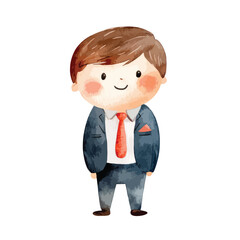 watercolor illustration of boy Manager clipart isolated