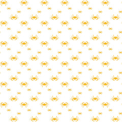 Seamless Pattern of Yellow Crabs Design on White Background