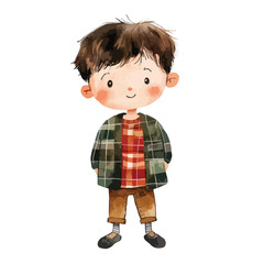 watercolor illustration of boy Forester clipart isolated