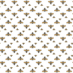 Seamless Pattern of Yellow Bees on a White Background