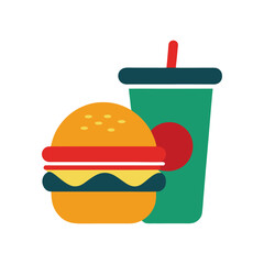 Abstract Fast Food Combo Icon with Burger and Drink