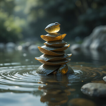 pepple stack in water
