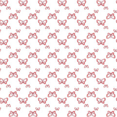 Seamless Red Butterfly Pattern Design on White Background