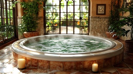 Hot tub in a luxurious, tranquil setting
