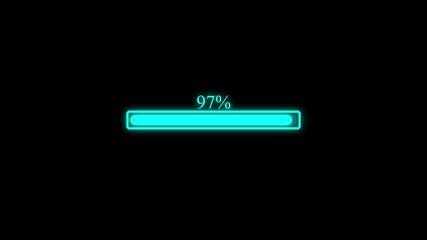 Loading bar, waiting loading bar animation, software update icon on black background. 97% Bar Chart Animation percentage diagrams modern animation. HUD call out elements with loading bar 97%. Radar