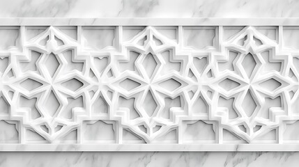 Elegant White Marble Arabesque Design Border Perfect for Interior Decoration and Architectural Projects