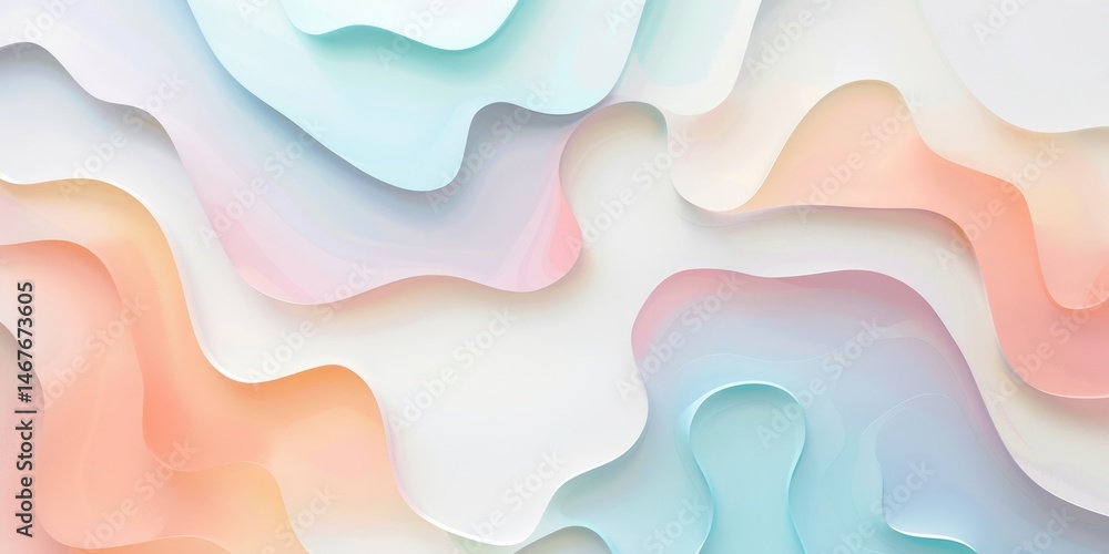 Poster layered pastel-colored circles overlapping on a soft background. background of 3d rendering geometri