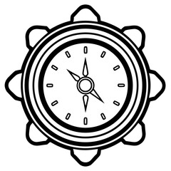 alarm clock vector illustration, wall clock silhouette 