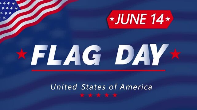 USA Flag Day 14th june United States of America animated web banner design 4k video footage