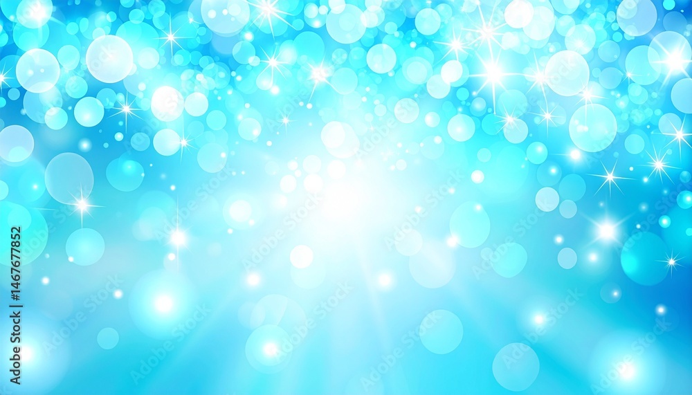 Poster abstract blue background with sparkling lights and bokeh effect illustration