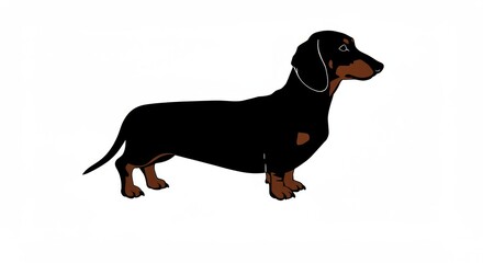 Black and Tan Dachshund Dog Breed Profile; Smooth Haired Dachshund Illustration