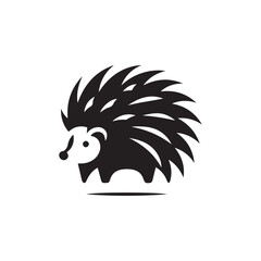 hedgehog vector silhouette clip art logo illustration