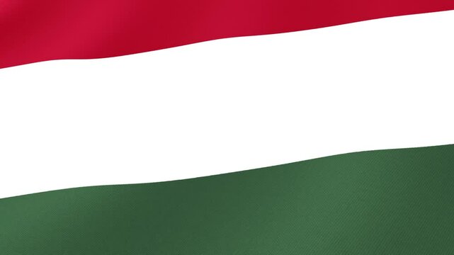 Hungary National Flag Waving in Wind, Close View, Isolated Background
