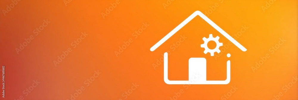 Aufkleber abstract representation of a house outline featuring a gear icon on a vibrant gradient background bl