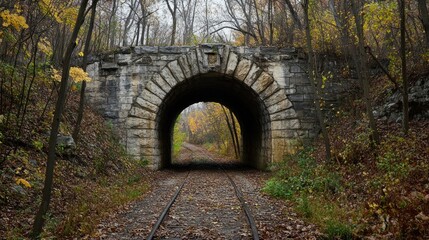 Obraz premium Stone arch tunnel in autumn forest