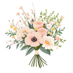 Bridal bouquet with soft pink flowers and greenery

