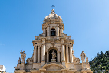 Fototapeta premium San Bartolomeo Church facade with bell tower in Scicli