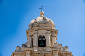 Fototapeta premium Dome and Bell of San Bartolomeo Church in Scicli