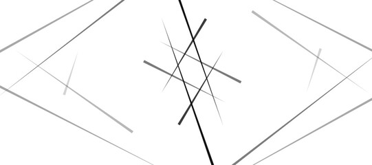Abstract pattern of diagonal black lines on a clean white background. The lines should vary in length and angle, creating a dynamic and chaotic composition.