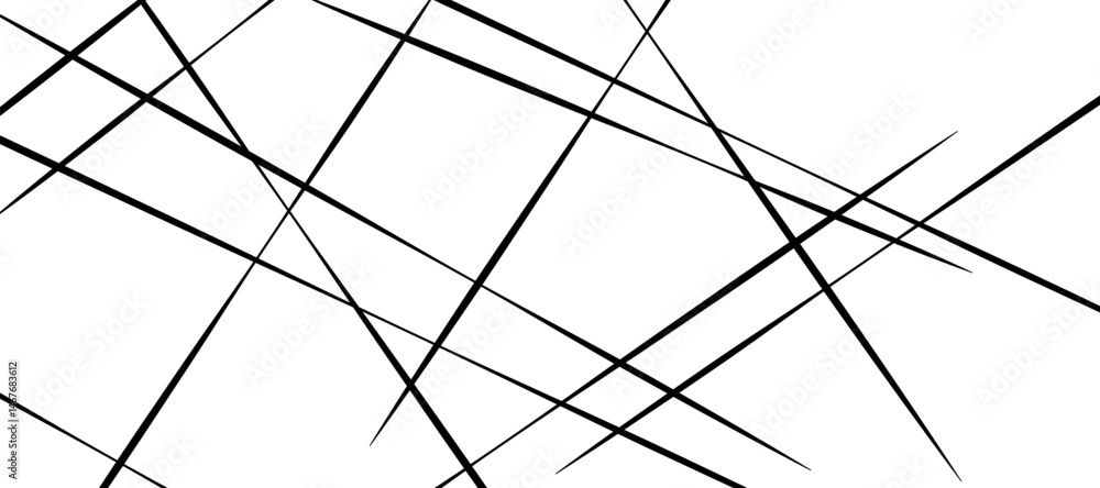 Poster abstract pattern of diagonal black lines on a clean white background. the lines should vary in lengt