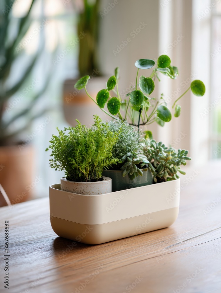 Aufkleber elegant desk organizer with greenery in a modern workspace during sunlight hours generative ai