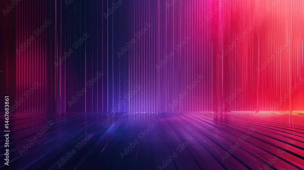 Poster abstract picture of micro light sparkling particles scattered across vivid flowing wave with digital