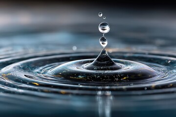 Close-Up of Water Droplets Creating Beautiful Ripples on Surface in High Definition