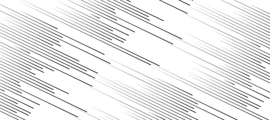 Abstract pattern of diagonal black lines on a clean white background. The lines should vary in length and angle, creating a dynamic and chaotic composition.