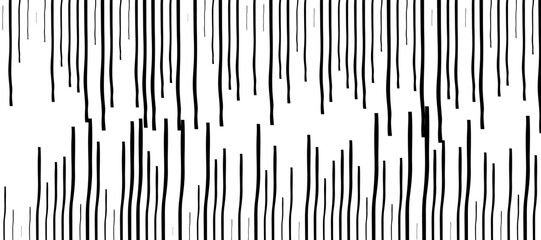 Abstract pattern of diagonal black lines on a clean white background. The lines should vary in length and angle, creating a dynamic and chaotic composition.