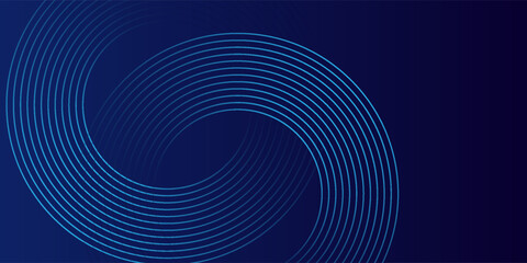 Modern dark blue abstract horizontal banner background with glowing geometric lines.Suitable for covers, brochures, presentations, flyers. vector.
