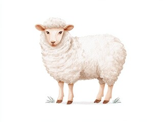 Fototapeta premium White sheep is standing in a field.