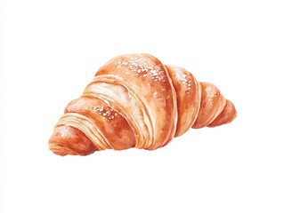 Croissant is shown in a watercolor painting.