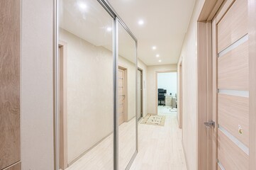 standard room interior apartment. room doors, renovation corridor lobby entrance hall