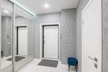 standard room interior apartment. room doors, renovation corridor lobby entrance hall