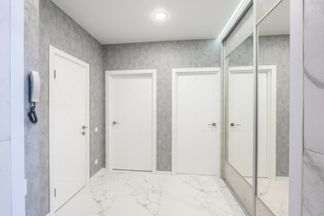 standard room interior apartment. room doors, renovation corridor lobby entrance hall