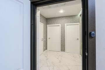 standard room interior apartment. room doors, renovation corridor lobby entrance hall
