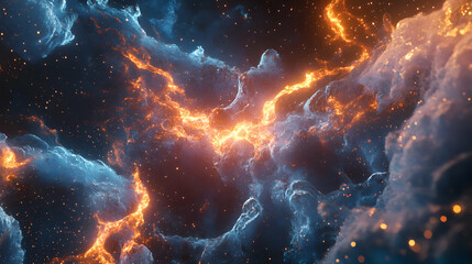 Celestial Tapestry: A cosmic dance of light and shadow in a nebula expanse