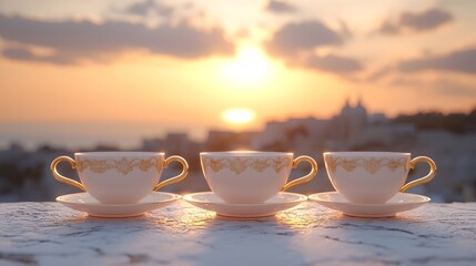 Fototapeta premium Terrace coffee cup under the sunshine