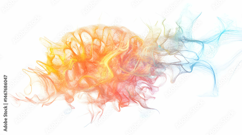 Poster dynamic abstract cloud: ethereal flow of vibrant colors on a clean background
