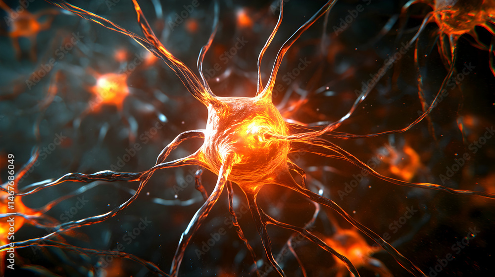 Poster detailed visualization displaying interconnected neurons and their synaptic connections