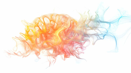 Dynamic Abstract Cloud: Ethereal Flow of Vibrant Colors on a Clean Background
