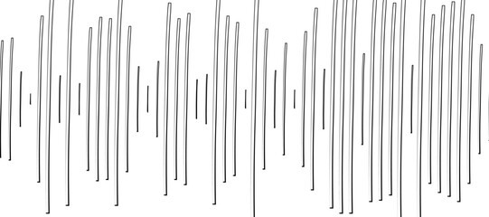 Abstract pattern of diagonal black lines on a clean white background. The lines should vary in length and angle, creating a dynamic and chaotic composition.
