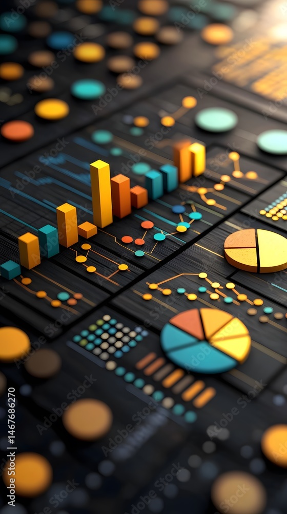 Aufkleber colorful 3d charts and graphs data visualization
