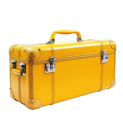 Bright yellow travel case with sturdy metal clasps perfect for weekend getaways or organizing personal items
