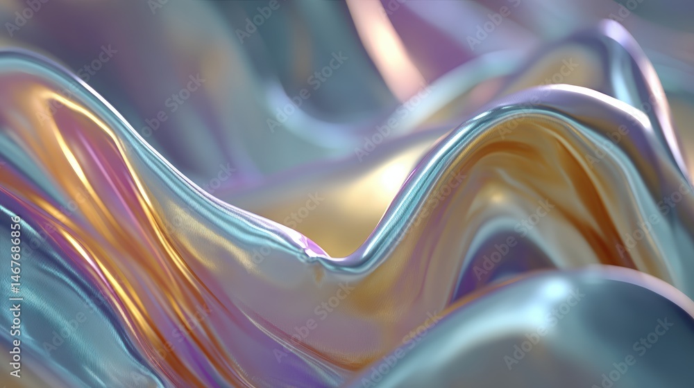 Poster abstract wave patterns with iridescent colors and smooth textures.