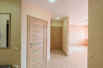 standard room interior apartment. room doors, renovation corridor lobby entrance hall