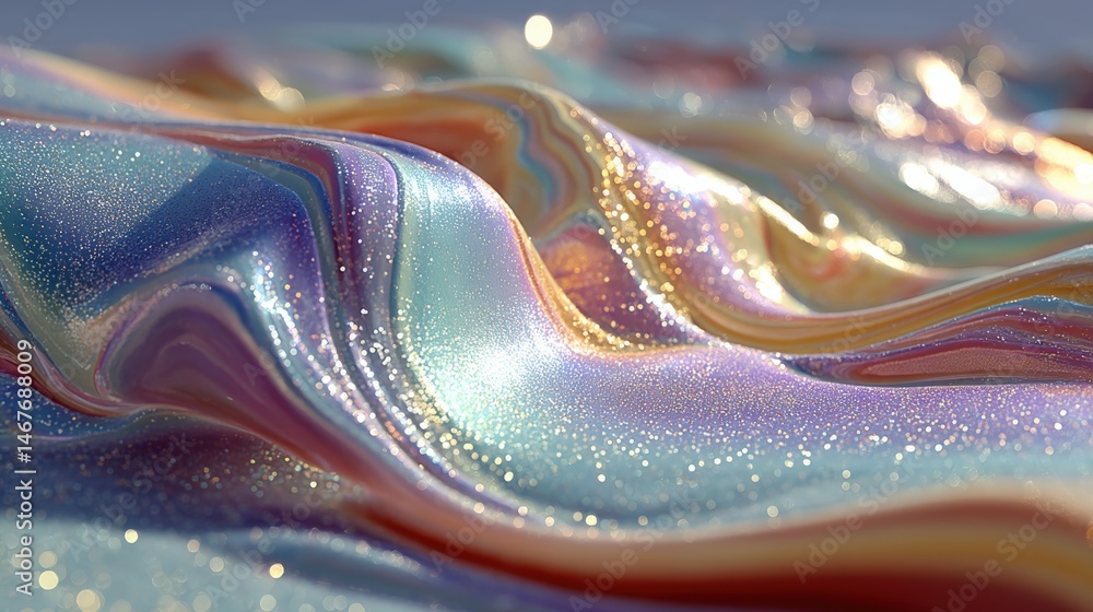 Aufkleber abstract colorful waves with shimmering textures and sparkling details.